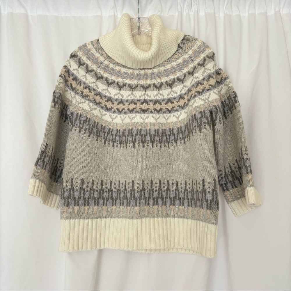 Lands' End Women’s S Ski Fair Isle Turtleneck Wool Alpaca Blend Cabin Sweater